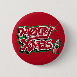 Fröhlicher WeihnachtsGraffitiknopf Button