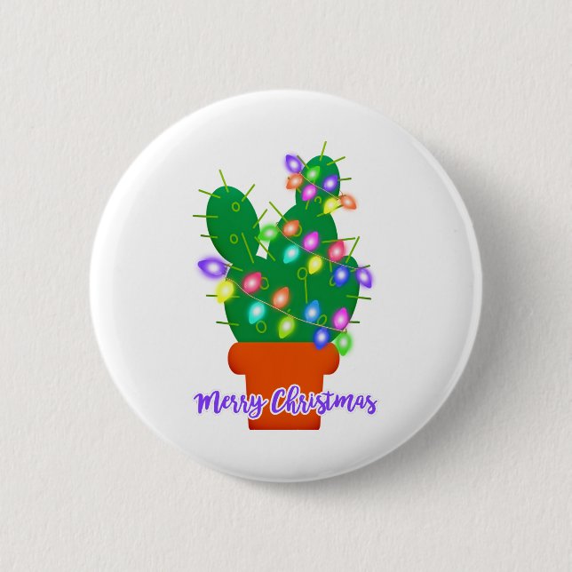 fröhlicher Weihnachtskaktus Button (Vorderseite)