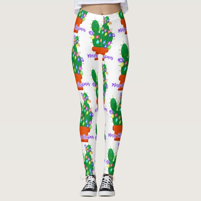 fröhlicher Weihnachtskaktus Leggings (Vorderseite)
