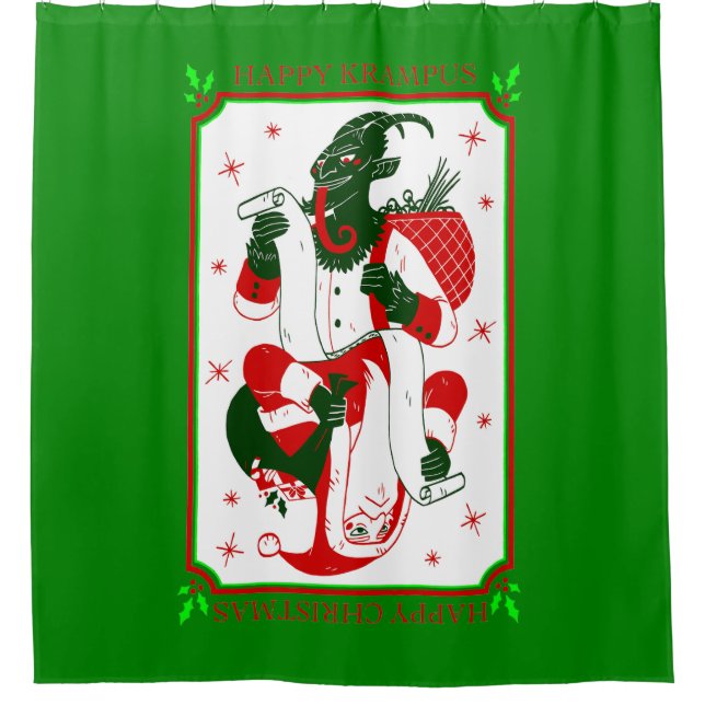 fröhlicher Weihnachtskrampus santa Duschvorhang (Vorderseite)