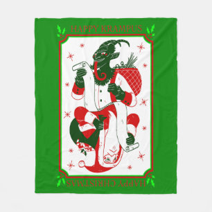 fröhlicher Weihnachtskrampus santa Fleecedecke