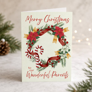 Fröhlicher Weihnachtskranz für Eltern Karte