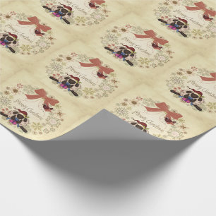 Fröhlicher Weihnachtskranz mit Santa-Schaf und Vog Geschenkpapier