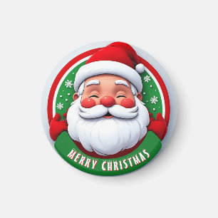 Fröhlicher Weihnachtsmann Cartoon-Porträt Magnet