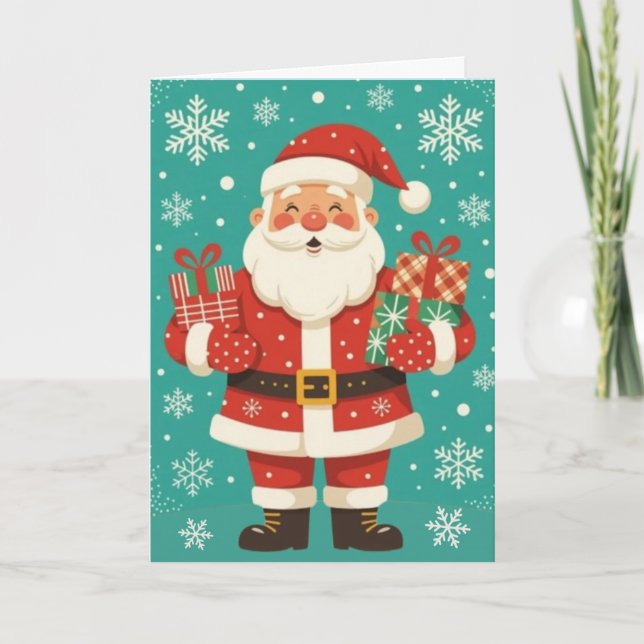 Fröhlicher Weihnachtsmann Feiertagskarte (Vorderseite)