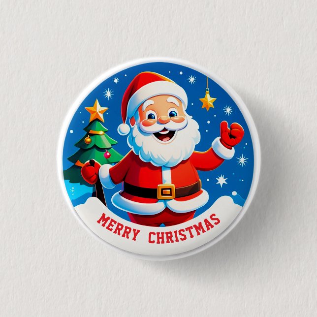 Fröhlicher Weihnachtsmann-Gruß Button (Vorderseite)