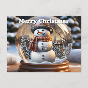 Fröhlicher Weihnachtsmann im Schneeglobus Ankündigungspostkarte