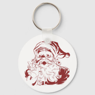 Fröhlicher Weihnachtsmann in rotem Spaß Retro Froh Schlüsselanhänger