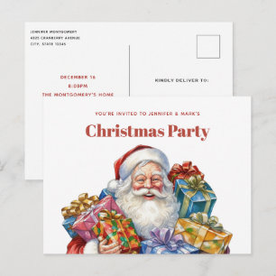 Fröhlicher Weihnachtsmann klassisches Weihnachten Einladungspostkarte
