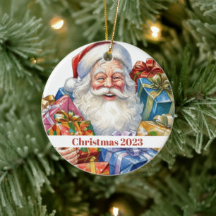 Fröhlicher Weihnachtsmann Klassisches Weihnachten Keramik Ornament