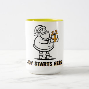 Fröhlicher Weihnachtsmann mit Geschenk Zweifarbige Tasse
