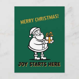 Fröhlicher Weihnachtsmann mit Geschenkbox Postkarte
