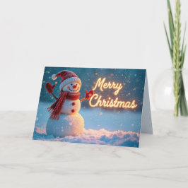 Fröhlicher Weihnachtsmann mit Neon-Schriftzug Karte