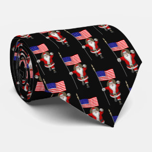 Fröhlicher Weihnachtsmann mit US-Flagge Krawatte