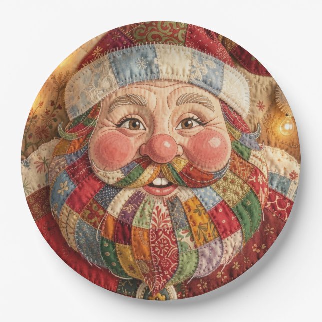 Fröhlicher Weihnachtsmann Pappteller (Vorderseite)