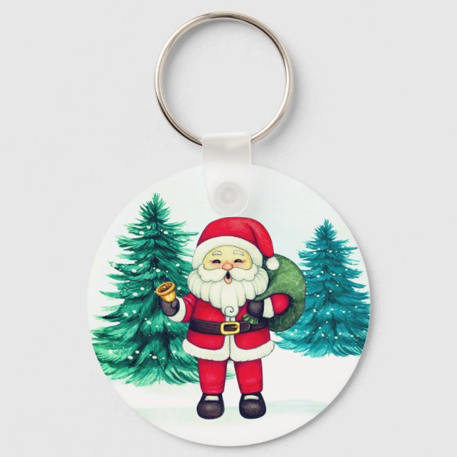 Fröhlicher Weihnachtsmann Schlüsselanhänger (Vorderseite)