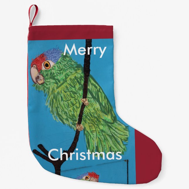 Fröhlicher Weihnachtspapagei-Strumpf Kleiner Weihnachtsstrumpf (Vorderseite)