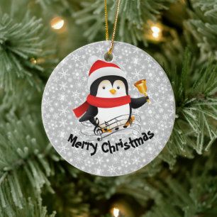 Fröhlicher Weihnachtspinguin  Keramik Ornament