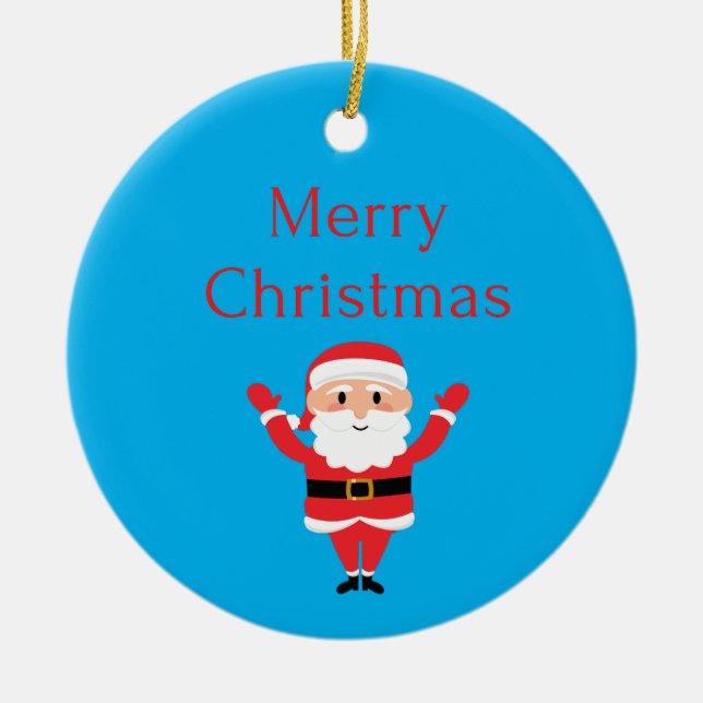 fröhlicher Weihnachtssanta Keramik Ornament (Vorne)