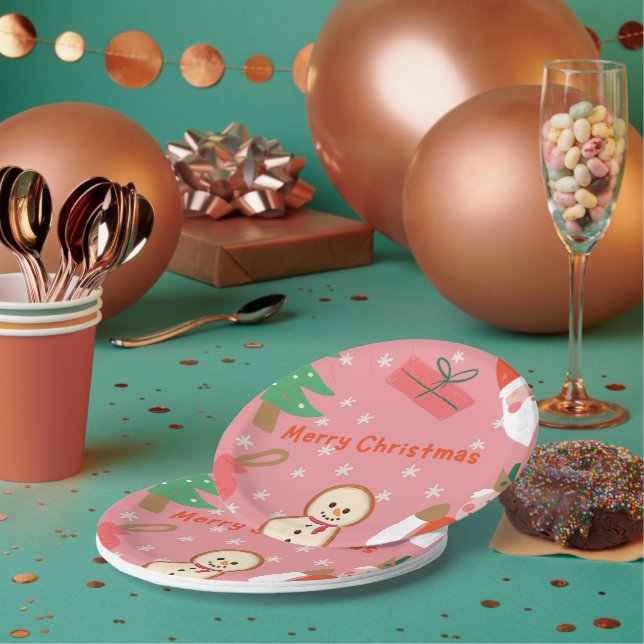 fröhlicher Weihnachtsschneeflocken präsentiert Wei Pappteller (Multi)