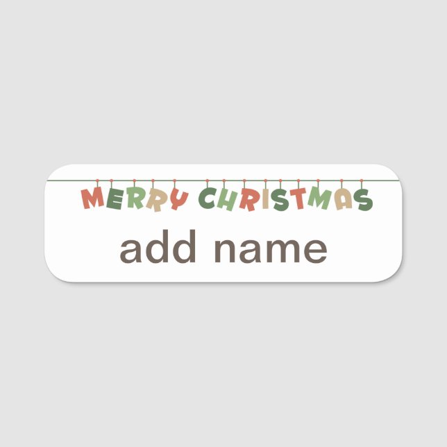 Fröhlicher Weihnachtsstext hängt Garland Namensschild (Vorderseite)