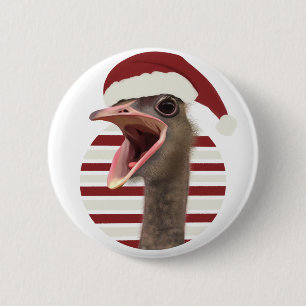 Fröhlicher Weihnachtsstrich mit Weihnachtsmannmütz Button
