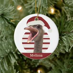 Fröhlicher Weihnachtsstrich mit Weihnachtsmannmütz Keramik Ornament