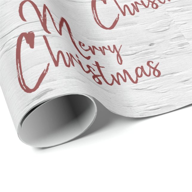 Fröhlicher Weihnachtstext auf Birch Wrapping Paper Geschenkpapier (Rolleneckpunkt)