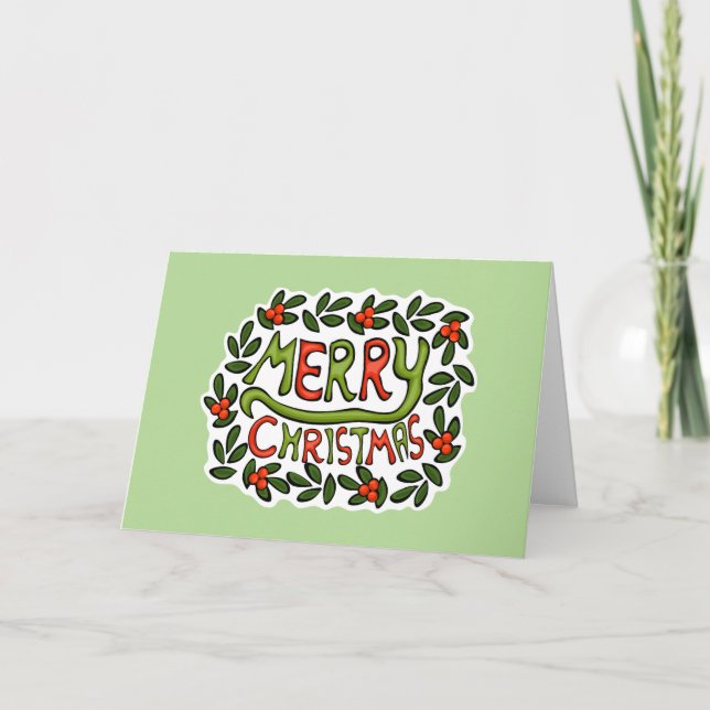 Fröhlicher Weihnachtstext Feiertagskarte (Vorderseite)