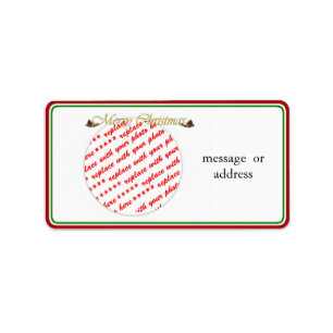 Fröhlicher Weihnachtstext mit Kieferntönen Adressaufkleber