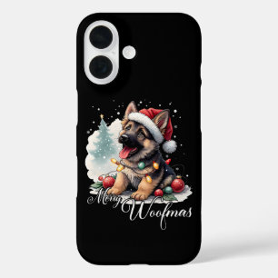Fröhlicher Woofmas Deutscher Schäferhund iPhone 16 Hülle