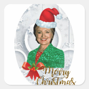 fröhlicher xmas Hillary clinton Quadratischer Aufkleber