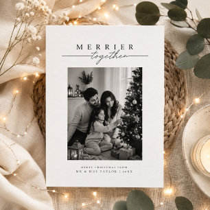 Fröhlicher Zusammen Skript Familienfoto Weihnachte Karte