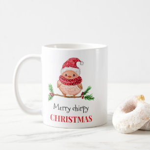 Fröhlicher zwitschernder Weihnachtsvogel Magnetkar Kaffeetasse