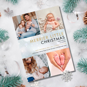 Fröhlichere kleine Weihnachts-Schneeflocken-Fotos  Feiertagskarte
