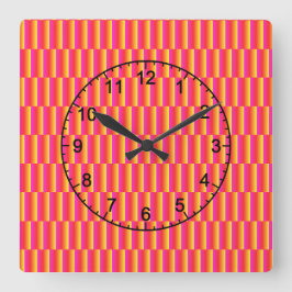 Fröhliches 3D-Regenbogen-Kachelmuster Quadratische Wanduhr