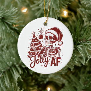 Fröhliches AF-Skelett Sarkastisches Weihnachten Lu Keramik Ornament