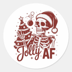 Fröhliches Af-Skelett Snarky Weihnachten Sarkastis Runder Aufkleber