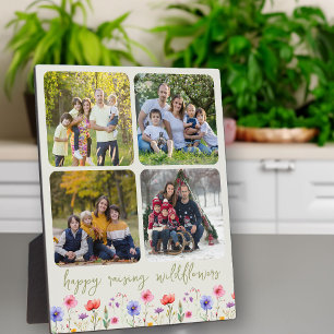 Fröhliches Aufziehen von Wildblumen 4 Foto-Collage Fotoplatte