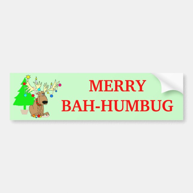 Fröhliches Bah Humbug-Ren-lustiges Weihnachten Autoaufkleber (Vorne)