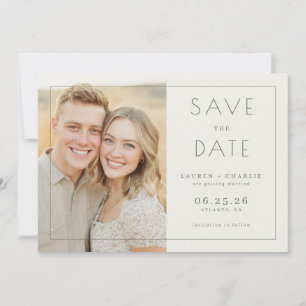 Fröhliches Beige Minimalistisches Foto Save The Date