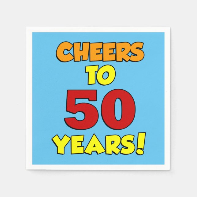 Fröhliches bis 50 Jahre farbiges Party Serviette (Vorderseite)