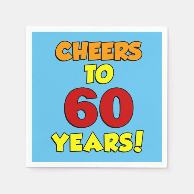 Fröhliches bis 60 Jahre farbiges Party Serviette (Vorderseite)
