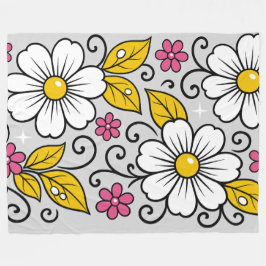 Fröhliches Blumenmuster mit fetten Umrandungen Fleecedecke