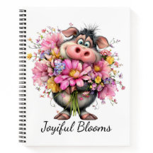 Fröhliches Blüten-Cute-Tier-Blumen-Spiral-Notizbuc