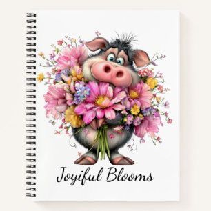 Fröhliches Blüten-Cute-Tier-Blumen-Spiral-Notizbuc Notizbuch