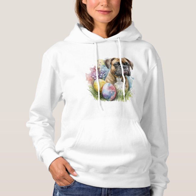 Fröhliches Boxer Dog Ostereier, glücklicher Osterb Hoodie (Vorderseite)