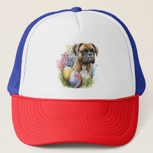 Fröhliches Boxer Dog Ostereier, glücklicher Osterb Truckerkappe (Vorderseite)