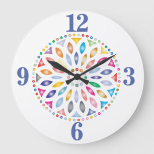 fröhliches buntes Mandala Design Große Wanduhr