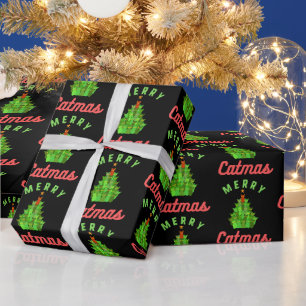 Fröhliches Catmas Lustiges Weihnachts-Katzenbaum-M Geschenkpapier